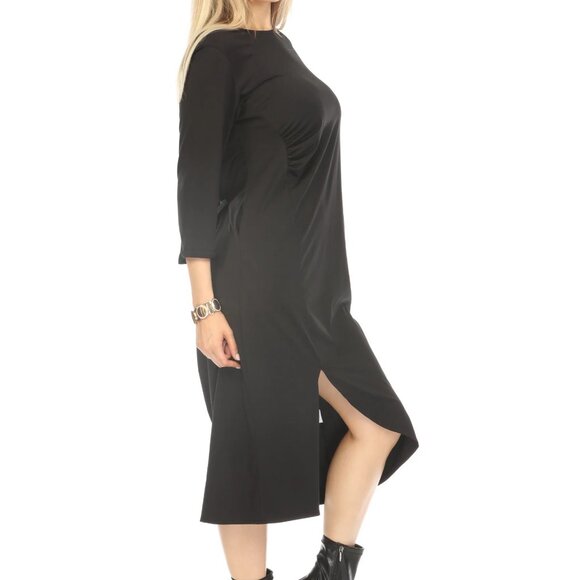 Black Rouch Designer Pockets Dress - Picture 4 of 5